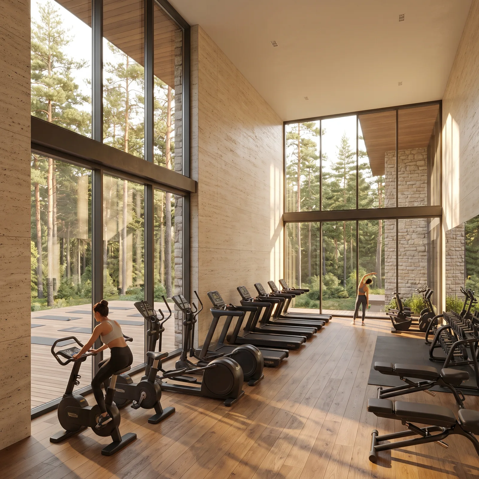 Gym overlooking the forest