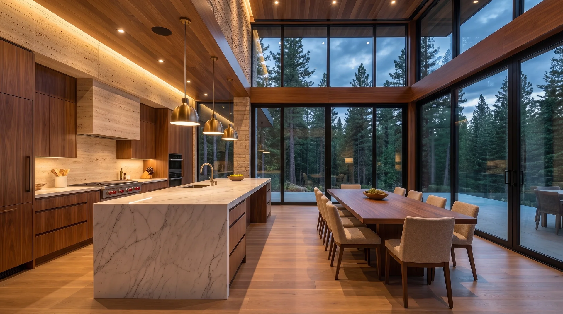 Kitchen with marble island