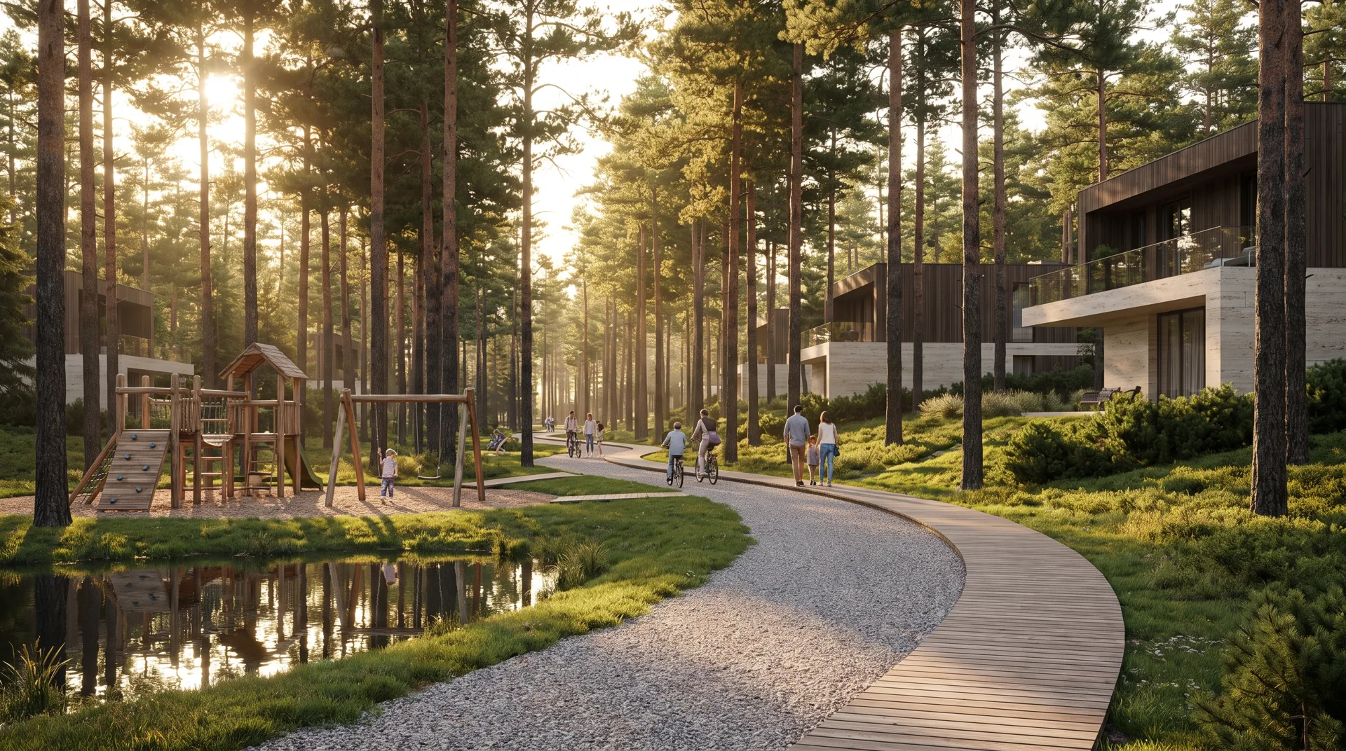 Forest trail and play area